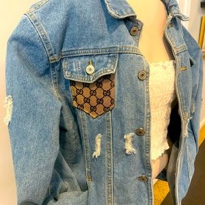 One of a kind!!!! Denim Jacket long sleeved ☘️ custom made